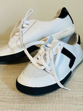 Ralph Lauren White Leather Low-Top Sneakers with Black Accents